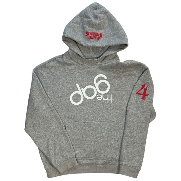 Gap x Stranger Things Adult Upside Down Gap Logo Hoodie Heather Grey Size XS - Picture 12 of 12